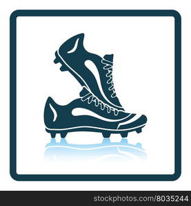 Icon of football boots. Shadow reflection design. Vector illustration.