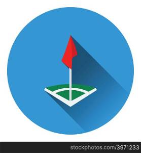 Icon of football field corner flag . Flat color design. Vector illustration.