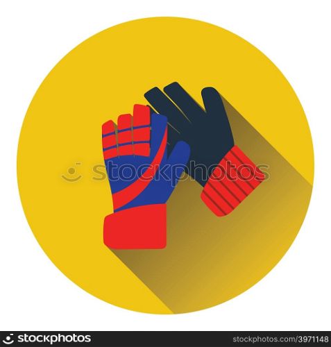 Icon of football goalkeeper gloves. Flat color design. Vector illustration.