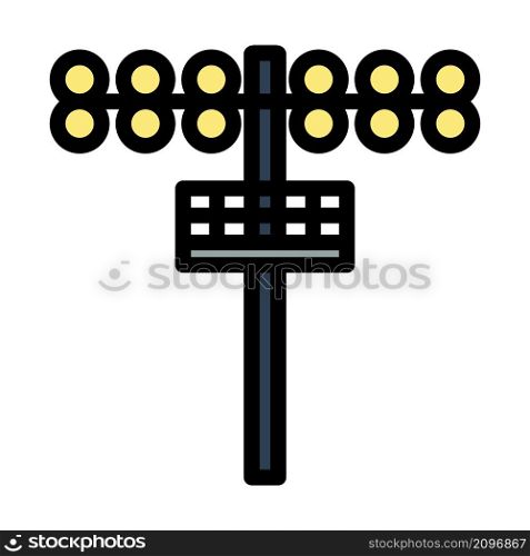 Icon Of Football Light Mast. Editable Bold Outline With Color Fill Design. Vector Illustration.