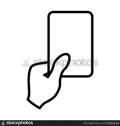 Icon Of Football Referee Hand With Red Card. Bold outline design with editable stroke width. Vector Illustration.