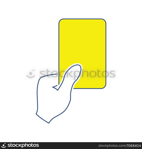 Icon of football referee hand with red card. Thin line design. Vector illustration.