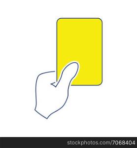 Icon of football referee hand with red card. Thin line design. Vector illustration.