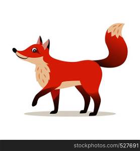 Icon of funny cute red fox isolated, forest, woodland animal, vector illustration for children book or decoration. Icon of red fox isolated, forest, woodland animal,