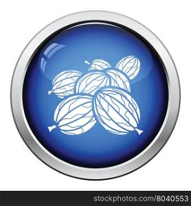 Icon of Gooseberry. Glossy button design. Vector illustration.