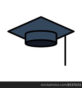 Icon Of Graduation Cap. Editable Bold Outline With Color Fill Design. Vector Illustration.