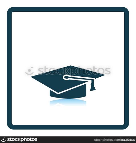 Icon of Graduation cap. Shadow reflection design. Vector illustration.