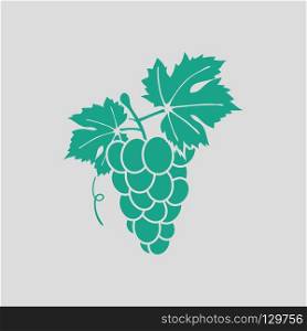 Icon of Grape. Gray background with green. Vector illustration.