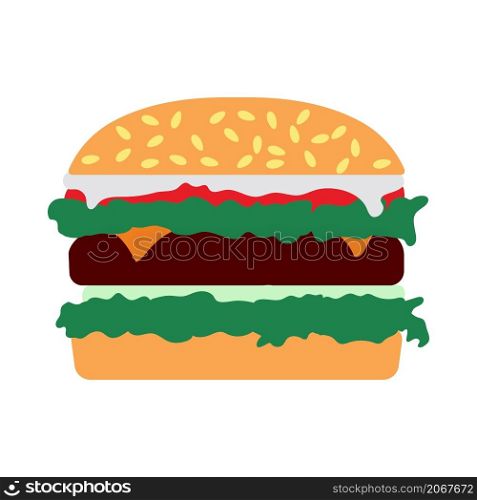 Icon Of Hamburger. Flat Color Design. Vector Illustration.