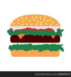 Icon Of Hamburger. Flat Color Design. Vector Illustration.