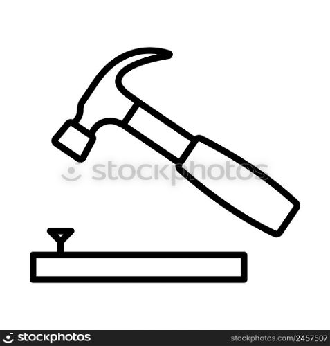 Icon Of Hammer Beat To Nail. Bold outline design with editable stroke width. Vector Illustration.