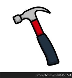Icon Of Hammer. Editable Bold Outline With Color Fill Design. Vector Illustration.
