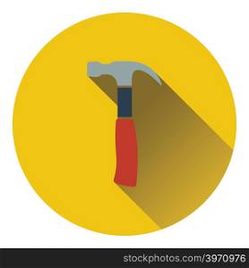 Icon of hammer. Flat design. Vector illustration.
