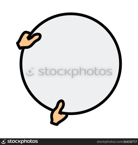 Icon Of Hand Holding Photography Reflector. Editable Bold Outline With Color Fill Design. Vector Illustration.