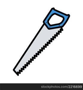 Icon Of Hand Saw. Editable Bold Outline With Color Fill Design. Vector Illustration.
