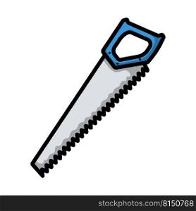Icon Of Hand Saw. Editable Bold Outline With Color Fill Design. Vector Illustration.