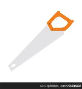 Icon Of Hand Saw. Flat Color Design. Vector Illustration.