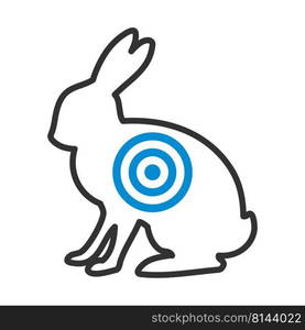 Icon Of Hare Silhouette With Target. Editable Bold Outline With Color Fill Design. Vector Illustration.