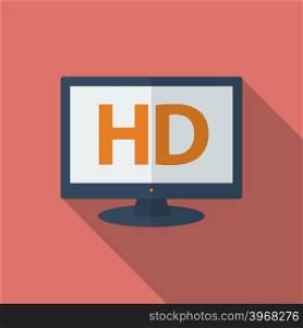 Icon of HD TV. Flat style