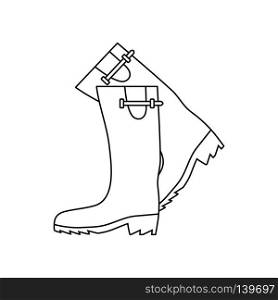 Icon of hunter&rsquo;s rubber boots. Thin line design. Vector illustration.