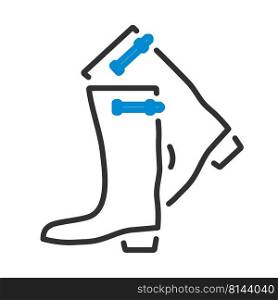 Icon Of Hunter’s Rubber Boots. Editable Bold Outline With Color Fill Design. Vector Illustration.