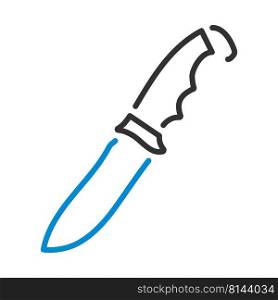 Icon Of Hunting Knife. Editable Bold Outline With Color Fill Design. Vector Illustration.