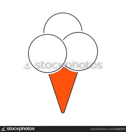 Icon Of Ice-cream Cone. Thin Line With Red Fill Design. Vector Illustration.