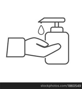icon of liquid soap or disinfectant liquid. Flat design