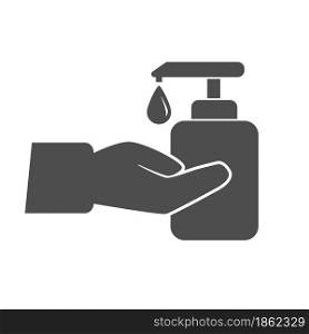 icon of liquid soap or disinfectant liquid. Flat design