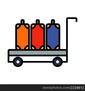 Icon Of Luggage Cart. Editable Bold Outline With Color Fill Design. Vector Illustration.
