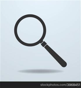 Icon of Magnifier glass. Black style. Vector Illustration. Icon of Magnifier glass