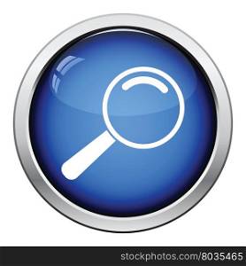 Icon of magnifier. Glossy button design. Vector illustration.