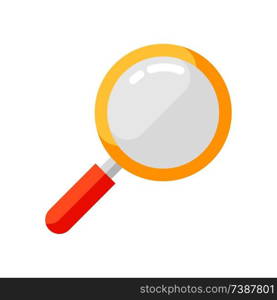 Icon of magnifying glass in flat style. Illustration isolated on white background.. Icon of magnifying glass in flat style.