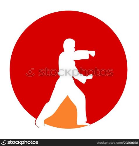 icon of man doing taekwondo kick vector illustration design