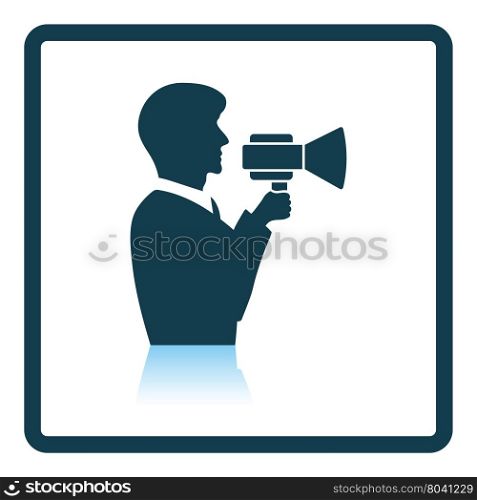 Icon of Man with mouthpiece. Shadow reflection design. Vector illustration.