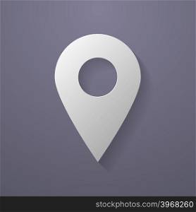 Icon of map pointer. Paper style vector image