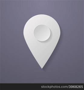 Icon of map pointer. Paper style vector image. Icon of map pointer. Paper style