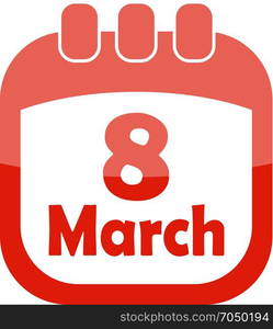 icon of March 8 in a calendar