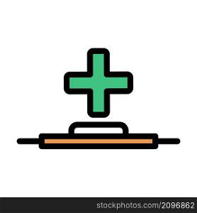 Icon Of Medical Staff Carrying Stretcher. Editable Bold Outline With Color Fill Design. Vector Illustration.