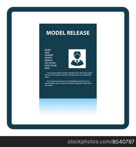 Icon of model release document. Shadow reflection design. Vector illustration.