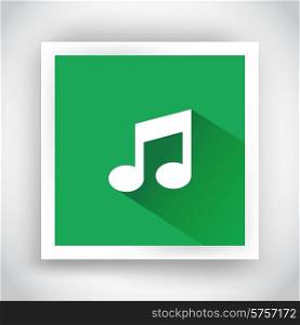 Icon of music for web and mobile applications. Flat design with long shadow