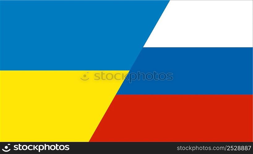 Icon of national flags of Ukraine against Russia. There is no war. Ukraine and Russia relations conflict concept. Icon of national flags of Ukraine against Russia. There is no war. Ukraine and Russia relations conflict concept.