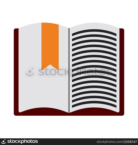 Icon Of Open Book With Bookmark. Flat Color Design. Vector Illustration.