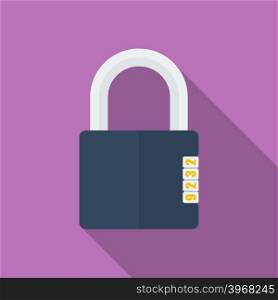 Icon of Padlock with code combination. Modern trendy flat style