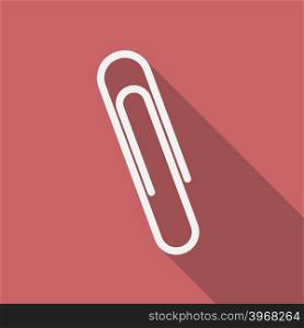 Icon of paper clip. Flat design