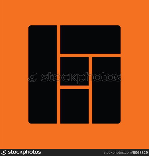 Icon of parquet plank pattern. Orange background with black. Vector illustration.