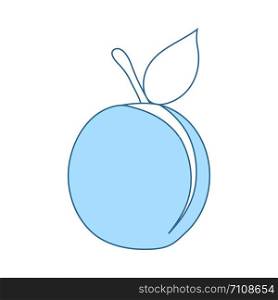 Icon Of Peach. Thin Line With Blue Fill Design. Vector Illustration.