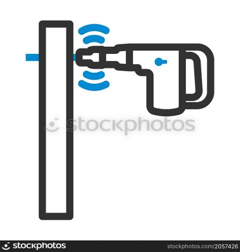 Icon Of Perforator Drilling Wall. Editable Bold Outline With Color Fill Design. Vector Illustration.
