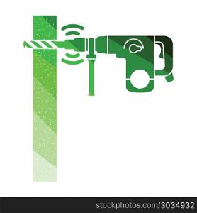 Icon of perforator drilling wall. Icon of perforator drilling wall. Flat color design. Vector illustration.