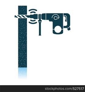 Icon Of Perforator Drilling Wall. Shadow Reflection Design. Vector Illustration.